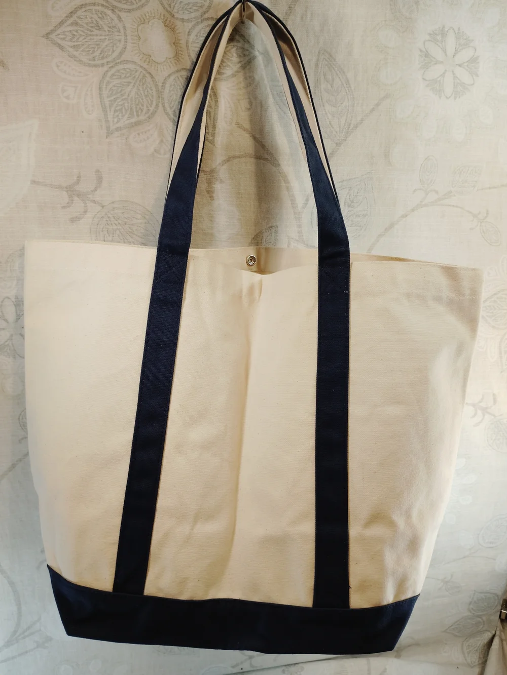 #2 Cruise One Cream And Navy Shoulder Tote Bag